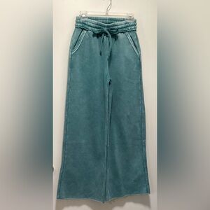 Zenana Ash Jade Wide-Leg Fleece Pants